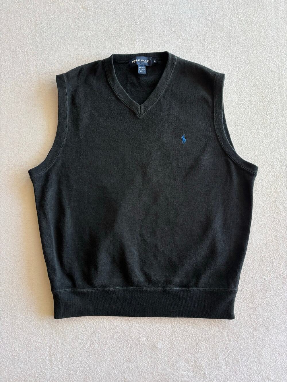 Vintage 90s Polo Golf Ralph Lauren Sweater Vest Men’s Large Made in USA Cotton